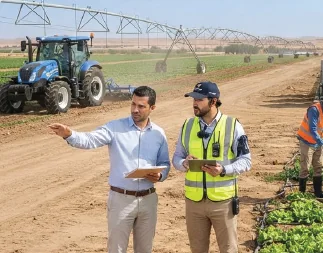 Agricultural project site with a tractor