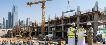 General contracting site with tower cranes